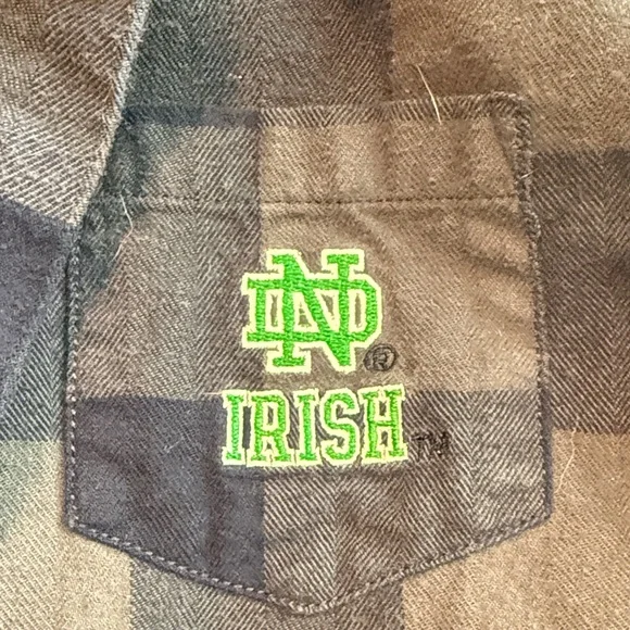 Notre Dame flannel Plaid Women's Button Down Shirt with logo - Picture 4 of 4
